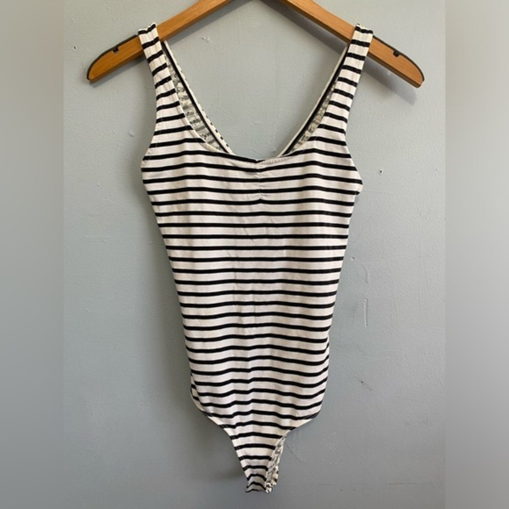 Bershka Striped Floral Sheer Bodysuit